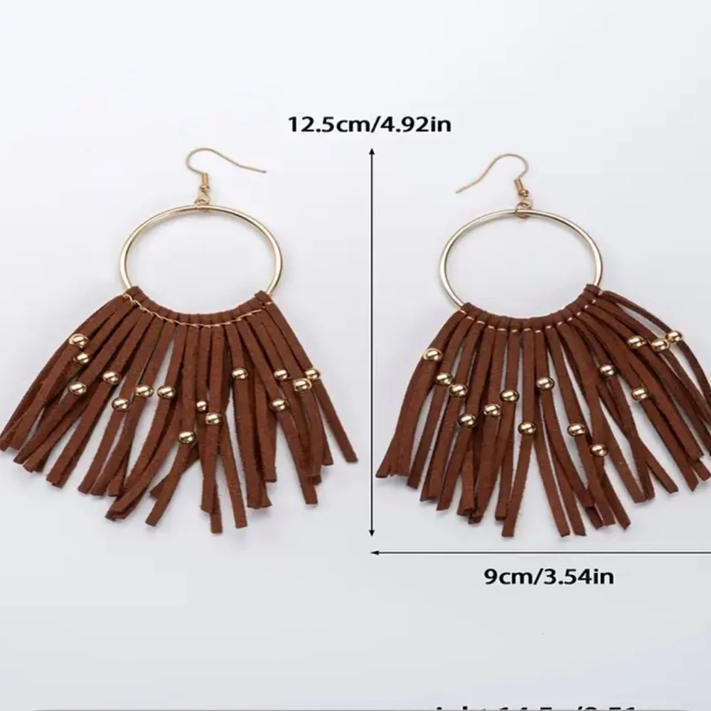 🔥🔥🆕Vintage Bohemian Brown Tassel Earrings - Picture 4 of 8